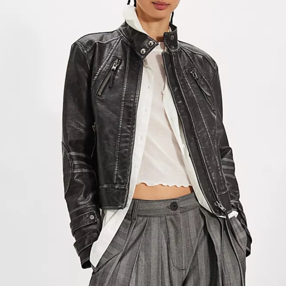 We The Free Black Leather Jacket